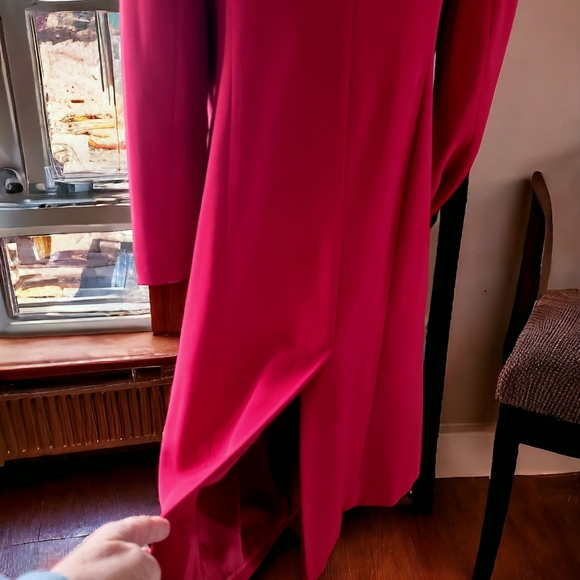 Vintage LA REDOUTE Long Candy Apple Red Lined Dress Coat - Picture 5 of 12